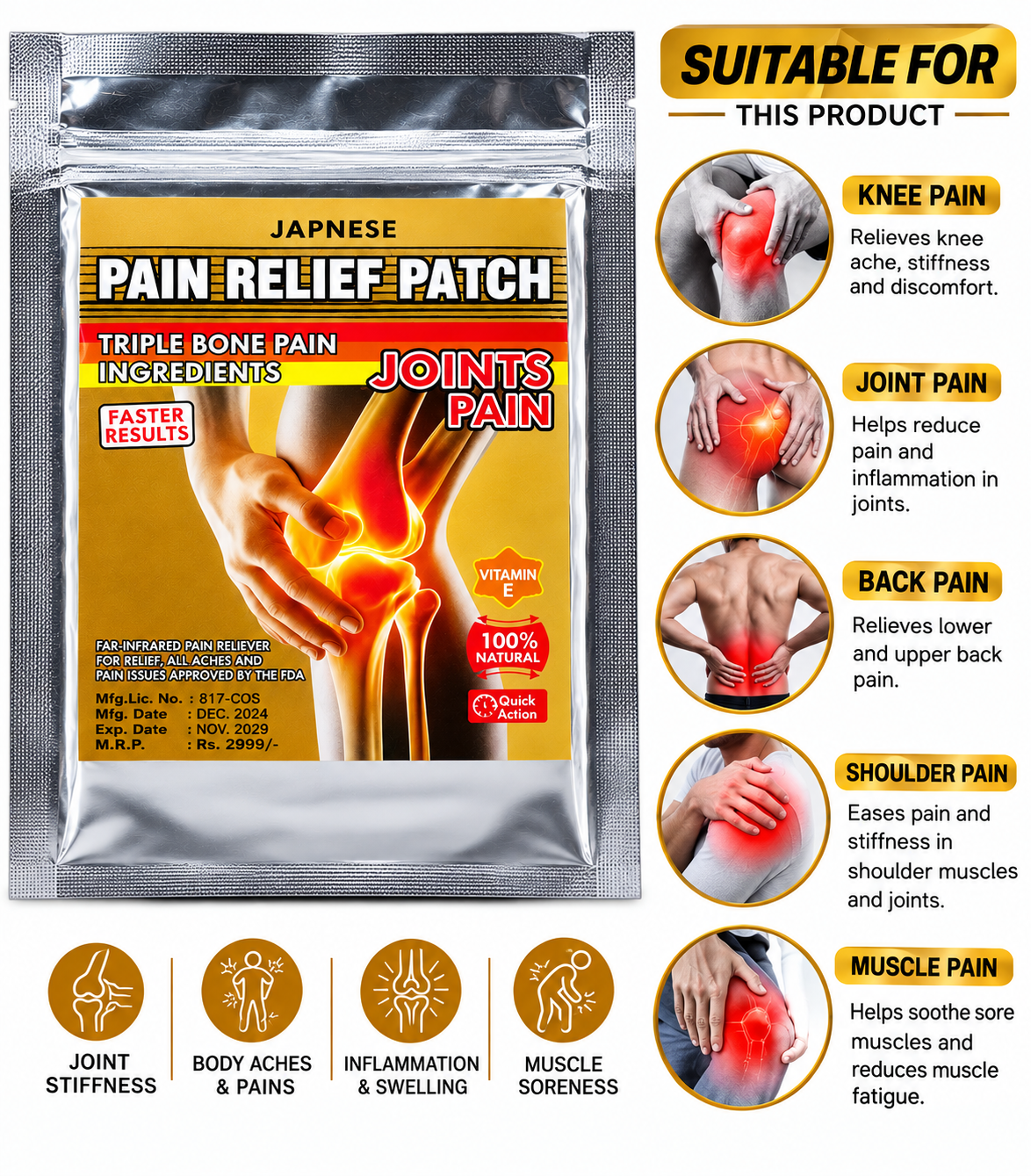 Pain Relief Patch (Pack of 10 Patches)